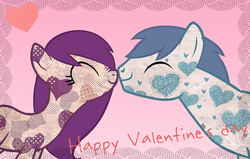 Size: 1024x653 | Tagged: safe, artist:after-school, oc, oc only, nuzzling, valentine's day