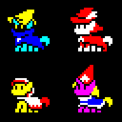 Size: 512x512 | Tagged: safe, artist:scalybeing, 8-bit, black mage, final fantasy, nintendo entertainment system, pixel art, red mage, time mage, white mage
