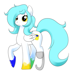 Size: 898x890 | Tagged: safe, artist:haydee, oc, oc only, oc:chroma feather, pegasus, pony, amputee, female, mare, prosthetics, simple background, solo, transparent background