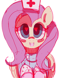 Size: 514x638 | Tagged: safe, artist:mewball, fluttershy, g4, female, nurse, solo, wingding eyes