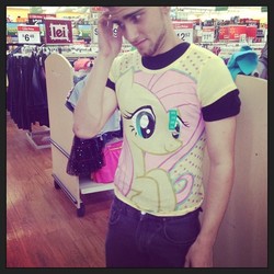 Size: 500x500 | Tagged: safe, fluttershy, human, g4, brony, clothes, irl, irl human, photo, shirt, solo