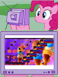 Size: 386x517 | Tagged: safe, pinkie pie, g4, candy, crossover, exploitable meme, female, ice cream, mare, nintendo, platformer, sonic lost world, sonic the hedgehog, sonic the hedgehog (series), tv meme, twizzler, wii u