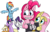 Size: 2000x1276 | Tagged: safe, artist:strangiesleepy, applejack, fluttershy, pinkie pie, rainbow dash, rarity, twilight sparkle, zecora, earth pony, pegasus, pony, unicorn, zebra, g4, female, horn, mane six, mare, simple background, transparent background