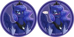 Size: 1264x632 | Tagged: safe, artist:skykain, princess luna, alicorn, pony, g4, blushing, female, horn, shy, simple background, solo, speech bubble, white background, wings