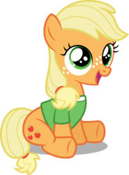 Size: 3252x4396 | Tagged: safe, artist:austiniousi, applejack, g4, cute, female, filly, happy, jackabetes, sitting, solo