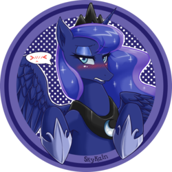 Size: 1000x1000 | Tagged: safe, artist:skykain, princess luna, g4, blushing, female, solo