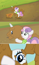 Size: 1280x2150 | Tagged: safe, artist:capnpea, edit, rarity, sweetie belle, g4, sisterhooves social, abomination, fimbriae, mud, wat