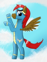 Size: 2276x3000 | Tagged: safe, artist:merhur, oc, oc only, lightning, merhur, solo, wonderbolts uniform