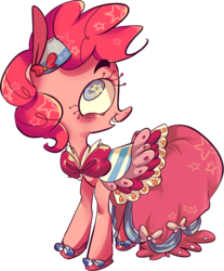 Size: 619x746 | Tagged: safe, artist:tweissie, pinkie pie, g4, clothes, dress, female, gala dress, simple background, solo, transparent background, wingding eyes