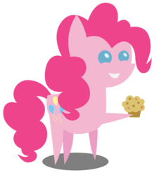 Size: 2000x2211 | Tagged: safe, artist:scourge707, pinkie pie, earth pony, pony, g4, female, grin, hoof hold, muffin, pointy ponies, simple background, smiling, solo, transparent background, vector