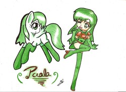 Size: 1200x873 | Tagged: safe, artist:maresukemarth, pegasus, pony, crossover, fire emblem, fire emblem: mystery of the emblem, fire emblem: shadow dragon, fire emblem: shadow dragon and the blade of light, green, palla, paola, pegasus knight, ponified, traditional art