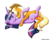 Size: 2046x1643 | Tagged: safe, artist:shadeila, applejack, twilight sparkle, g4, duo, female, lesbian, on back, ship:twijack, shipping