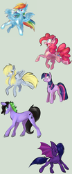 Size: 1480x3546 | Tagged: safe, artist:xenon, derpy hooves, pinkie pie, rainbow dash, twilight sparkle, oc, bat pony, pony, g4