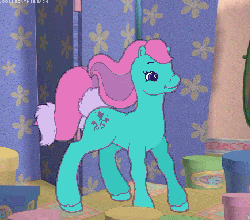 Size: 435x383 | Tagged: safe, ivy, earth pony, pony, g2, my little pony: friendship gardens, animated, cute, female, frame by frame, horses doing horse things, mare, pc game, solo, tail flick, video game