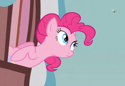 Size: 644x444 | Tagged: safe, screencap, pinkie pie, bee, apple family reunion, g4, female, solo, window