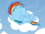 Size: 4000x3000 | Tagged: safe, artist:beavernator, rainbow dash, pegasus, pony, g4, ^^, baby, baby dash, baby pony, cloud, cute, dashabetes, eyes closed, female, filly, foal, sky, sleeping, solo