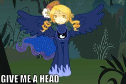 Size: 1019x681 | Tagged: safe, princess luna, g4, give me a head, mami tomoe, puella magi madoka magica