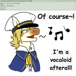 Size: 1500x1500 | Tagged: safe, artist:askoliverpony, pony, comic sans, oliver, ponified, solo, vocaloid