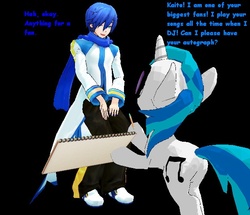 Size: 617x531 | Tagged: safe, artist:lugora, dj pon-3, vinyl scratch, g4, crossover, kaito, mmd, vocaloid