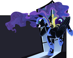 Size: 1356x1080 | Tagged: safe, artist:silentazrael, nightmare moon, g4, female, solo, window