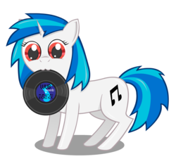 Size: 1541x1455 | Tagged: safe, artist:negasun, dj pon-3, vinyl scratch, pony, unicorn, g4, female, horn, mare, mouth hold, record, simple background, solo, transparent background, wub