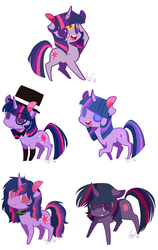 Size: 1200x1902 | Tagged: dead source, safe, artist:laceymod, twilight sparkle, g4, 2013, chibi, hat, monocle, multeity, top hat, tumblr ponidox