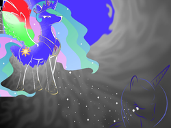 Size: 800x600 | Tagged: safe, artist:rainb0wdashie, princess celestia, princess luna, g4, sad