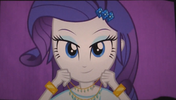 Size: 1433x821 | Tagged: safe, screencap, rarity, equestria girls, g4, my little pony equestria girls, female, lidded eyes, necklace, solo