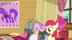 Size: 634x357 | Tagged: safe, screencap, apple bloom, sweetie belle, earth pony, pony, g4, hearts and hooves day (episode), animated, ass up, butt shake, female, filly, hearts and hooves day, out of context, sweetie butt, twerking