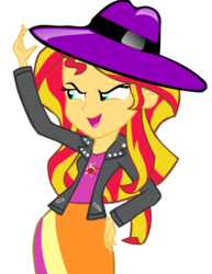 Size: 740x959 | Tagged: safe, artist:levitatekleen, edit, sunset shimmer, equestria girls, g4, female, gary motherfucking oak, hat, humanized, simple background, solo, sunset motherfucking shimmer, transparent background, vector