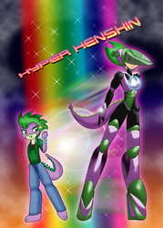 Size: 1500x2100 | Tagged: safe, artist:odiz, spike, anthro, g4, mecha, powersuit, superhero