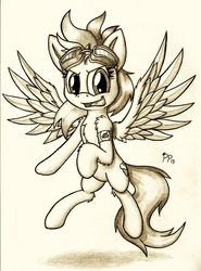 Size: 1668x2251 | Tagged: safe, artist:punk-pegasus, rainbow dash, g4, female, goggles, solo, traditional art