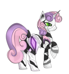 Size: 2283x2444 | Tagged: safe, artist:baroquedavid, sweetie belle, pony, robot, robot pony, unicorn, g4, female, hooves, horn, older, raised hoof, simple background, solo, sweetie bot, transparent background