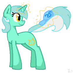 Size: 291x289 | Tagged: dead source, safe, artist:e-liisu, lyra heartstrings, pony, unicorn, g4, brush, brushie, female, magic, mare, simple background, solo, transparent background