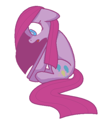 Size: 425x478 | Tagged: dead source, safe, artist:e-liisu, pinkie pie, earth pony, pony, g4, female, looking down, mare, open mouth, pinkamena diane pie, simple background, sitting, solo, thousand yard stare, transparent background