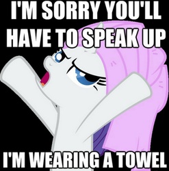 Size: 800x810 | Tagged: safe, rarity, g4, caption, female, image macro, male, solo, the simpsons, towel