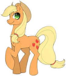 Size: 780x900 | Tagged: safe, artist:cruxisma, applejack, earth pony, pony, g4, female, raised hoof, simple background, solo