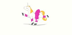 Size: 1272x627 | Tagged: safe, artist:rose-angle, prince blueblood, g4, ballet, crossdressing, eyes closed, male, simple background, solo, stallion, white background