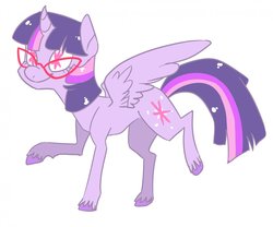 Size: 1280x1063 | Tagged: safe, artist:ellared, twilight sparkle, alicorn, pony, g4, female, glasses, mare, solo, twilight sparkle (alicorn), unshorn fetlocks, wingding eyes