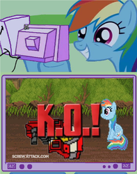 Size: 944x1200 | Tagged: safe, rainbow dash, pegasus, pony, g4, death battle, exploitable meme, female, mare, meme, screwattack.com, starscream, tv meme