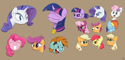 Size: 2695x1306 | Tagged: safe, artist:saran rape, apple bloom, applejack, cheerilee, pinkie pie, rarity, scootaloo, snips, sweetie belle, twilight sparkle, g4, derp, facial expressions, sketch dump