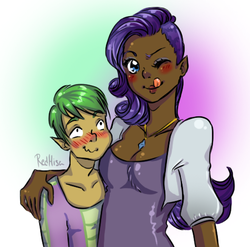 Size: 467x461 | Tagged: safe, artist:redmisa, rarity, spike, g4, dark skin, female, humanized, male, ship:sparity, shipping, straight