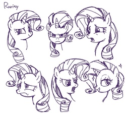 Size: 1000x943 | Tagged: safe, artist:hobbang, rarity, g4, expressions, female, monochrome, solo