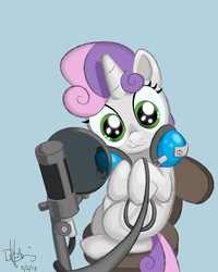 Size: 3542x4435 | Tagged: safe, artist:solarsourced, sweetie belle, g4, :3, cute, diasweetes, female, headphones, microphone, solo, wires