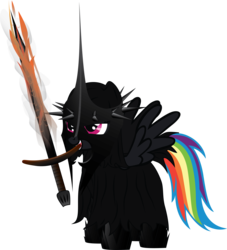 Size: 4719x5199 | Tagged: safe, artist:rainbowcrab, rainbow dash, pegasus, pony, g4, absurd resolution, female, lord of the rings, nazgul, parody, simple background, solo, sword, transparent background, vector, weapon, witch-king of angmar