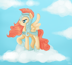 Size: 1200x1084 | Tagged: safe, artist:trefleix, oc, oc only, pegasus, pony, armor, cloud, cloudy, solo