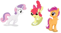 Size: 810x444 | Tagged: safe, artist:vasillium, apple bloom, scootaloo, sweetie belle, g4, cutie mark crusaders, trio