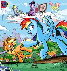 Size: 1401x1484 | Tagged: safe, artist:jowyb, applejack, derpy hooves, fluttershy, rainbow dash, twilight sparkle, alicorn, pony, g4, female, mare, twilight sparkle (alicorn)