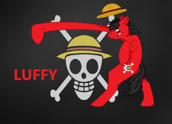 Size: 1080x781 | Tagged: safe, artist:abariacloud, pony, monkey d. luffy, one piece, ponified, solo