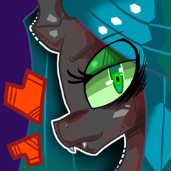 Size: 500x500 | Tagged: safe, artist:kaliptro, queen chrysalis, changeling, changeling queen, g4, female, solo